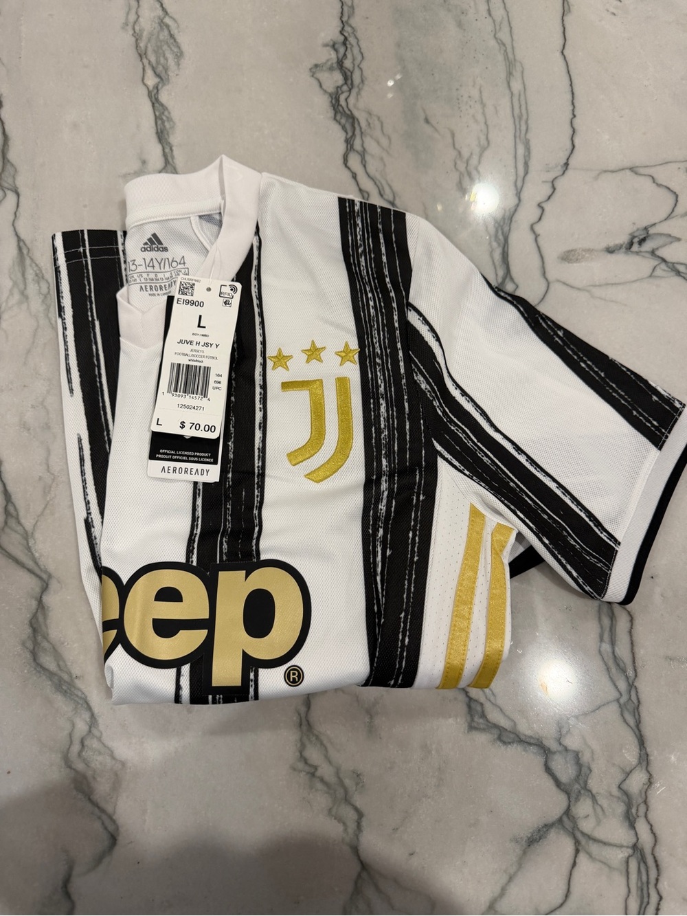 Adidas Juventus Kids Home Jersey - White & Black with Gold Accents